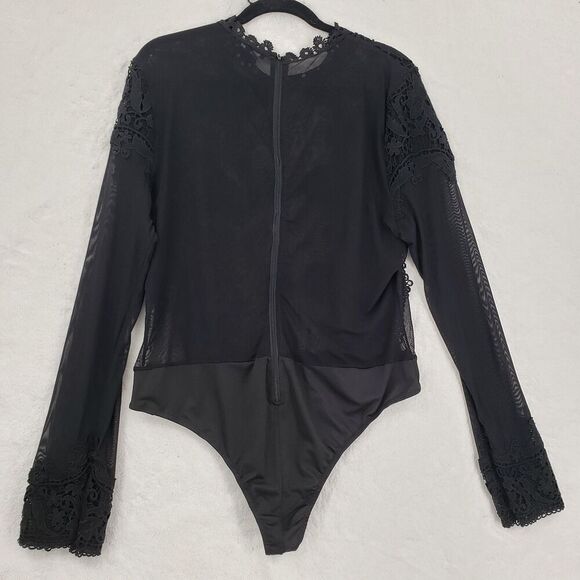 Fashion Nova Bodysuit Women 3X Black Sheer Lace Whimsigoth Fairy Grunge Witchy - Picture 5 of 10
